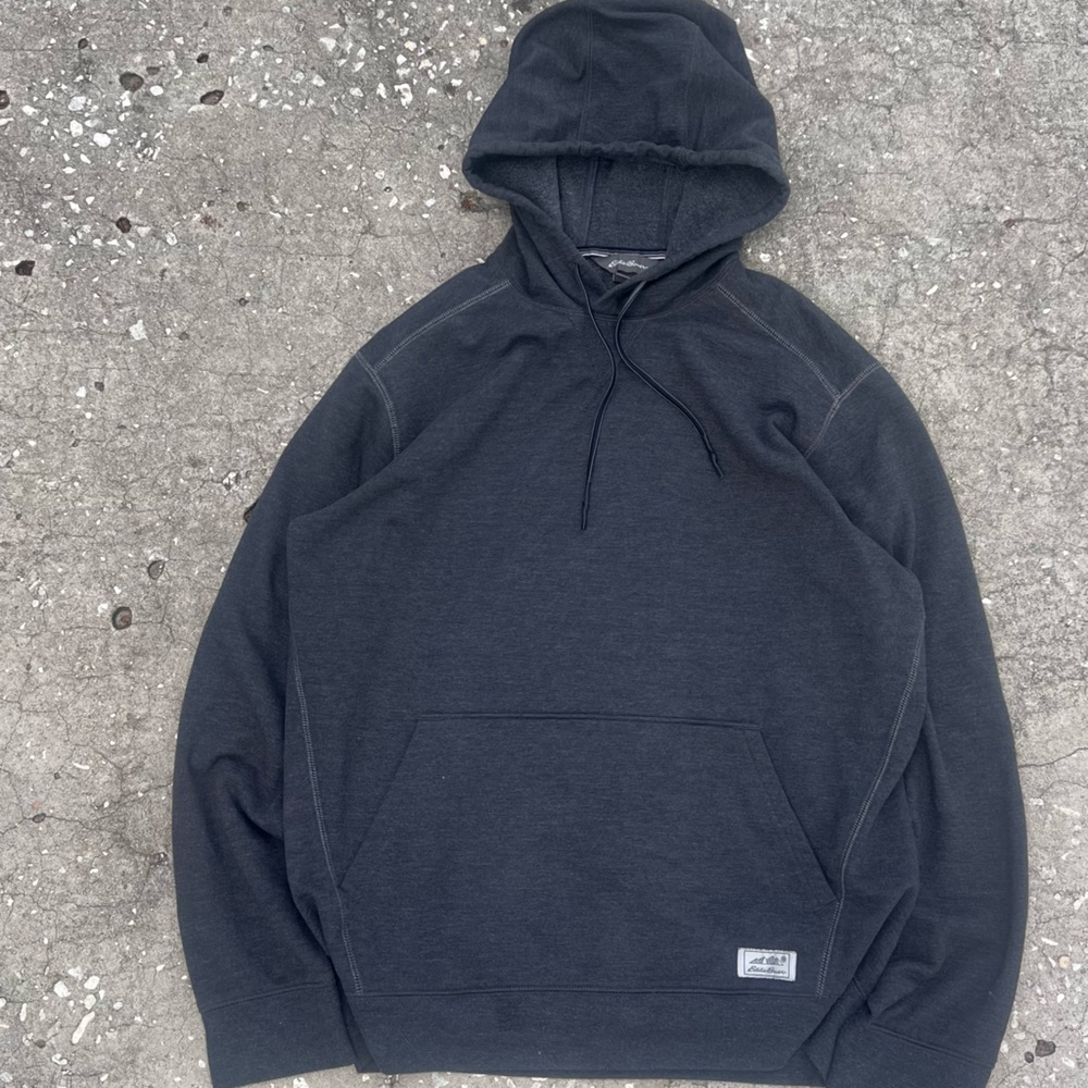 Men's Eddie Bauer Black Hooded Pullover Sweatshirt with kangaroo pouch